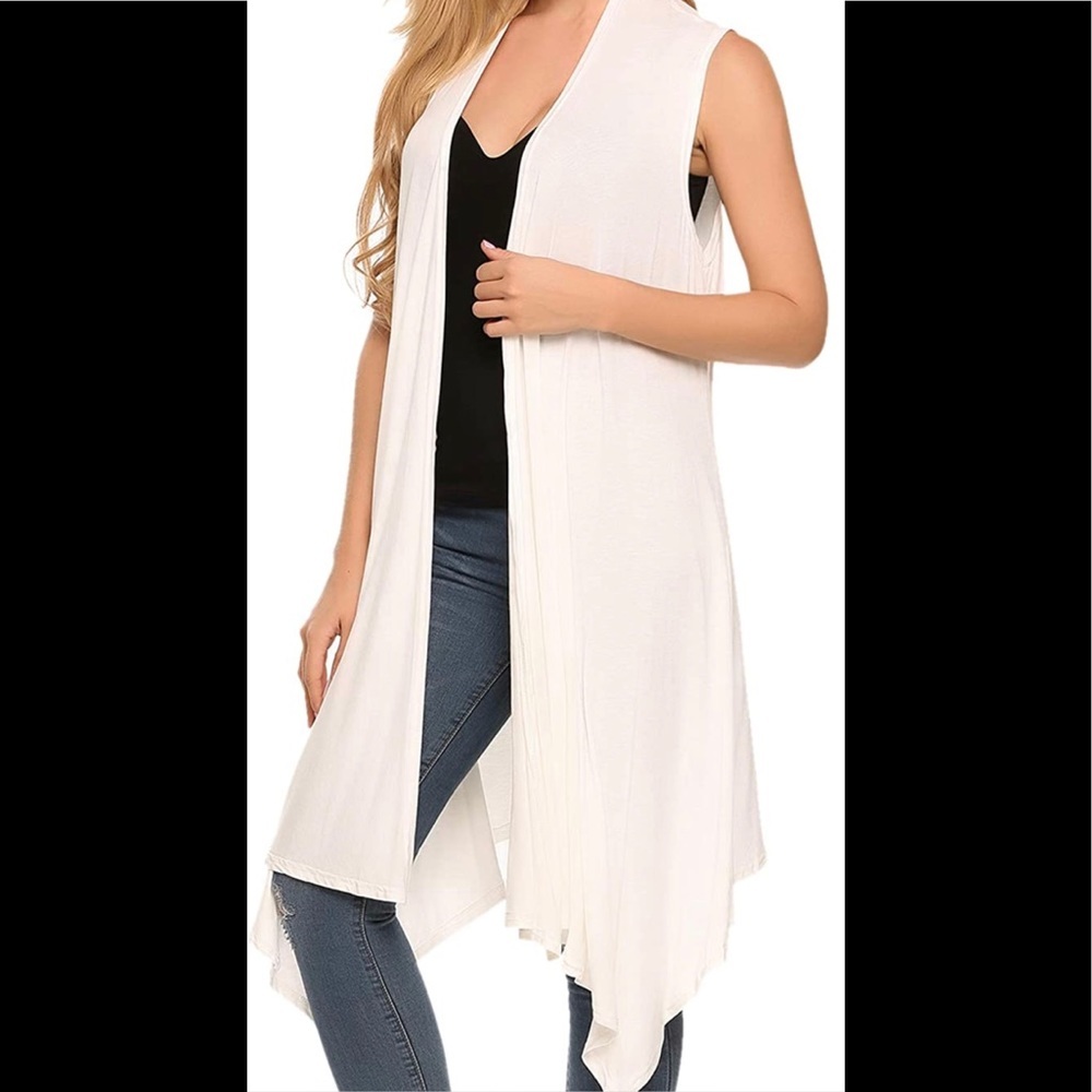 Meaneor Sleeveless Cardigans for Women Lightweight Open Front Draped Vest